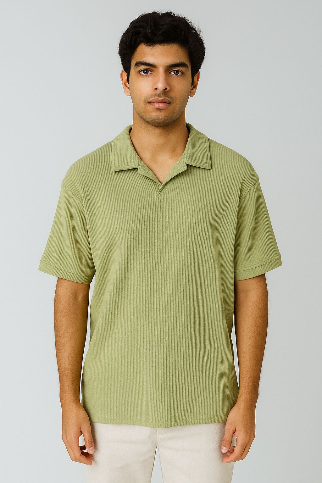 Olive Green - Waffle Knitted Polo