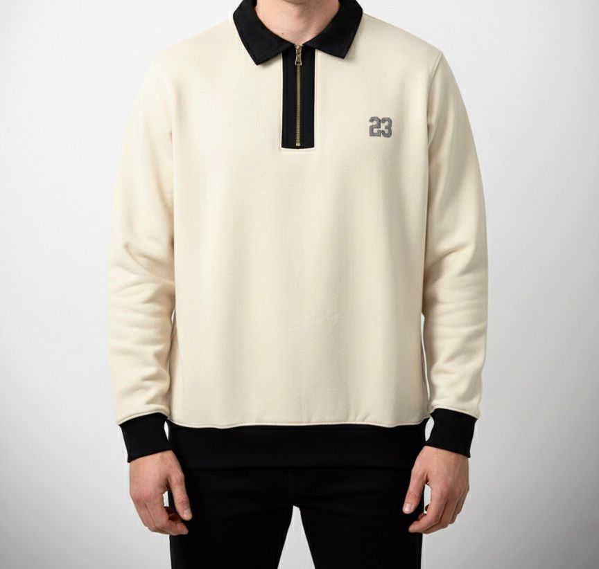 The '23' Quarter Zip Sweatshirt - Off-White