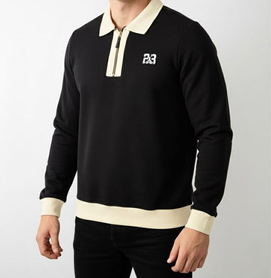 The '23' Quarter Zip Sweatshirt - Black