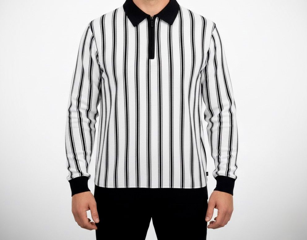 The 'Mod' Stripe Quarter-Zip Polo Shirt