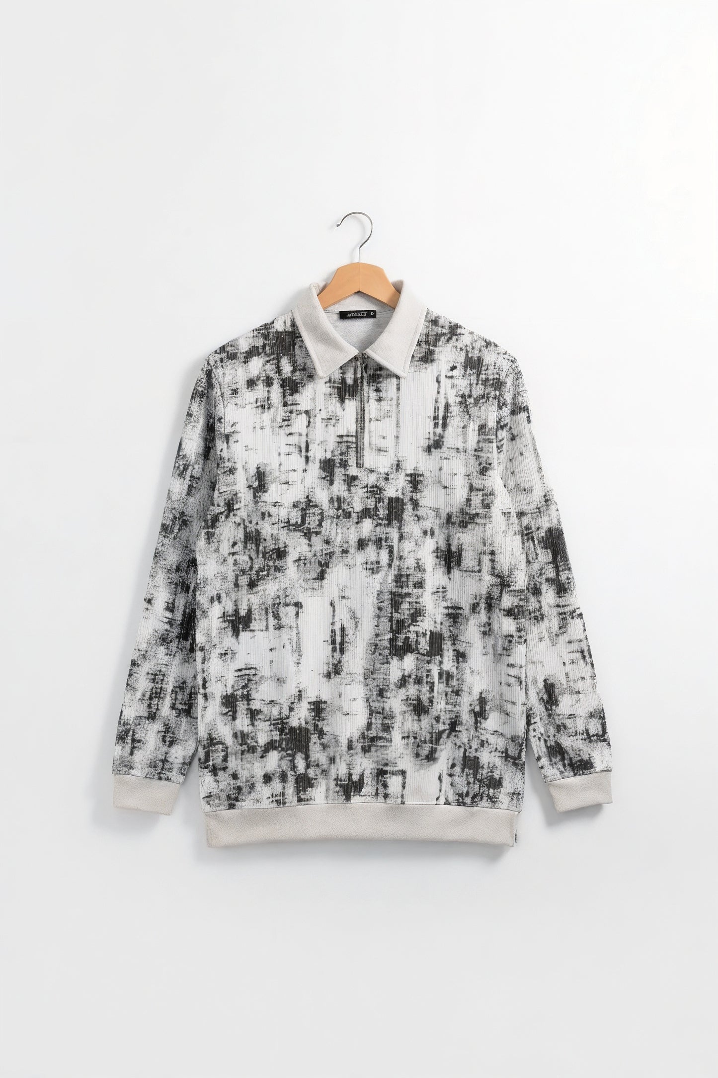 Textured Quarter Zip Polo - White