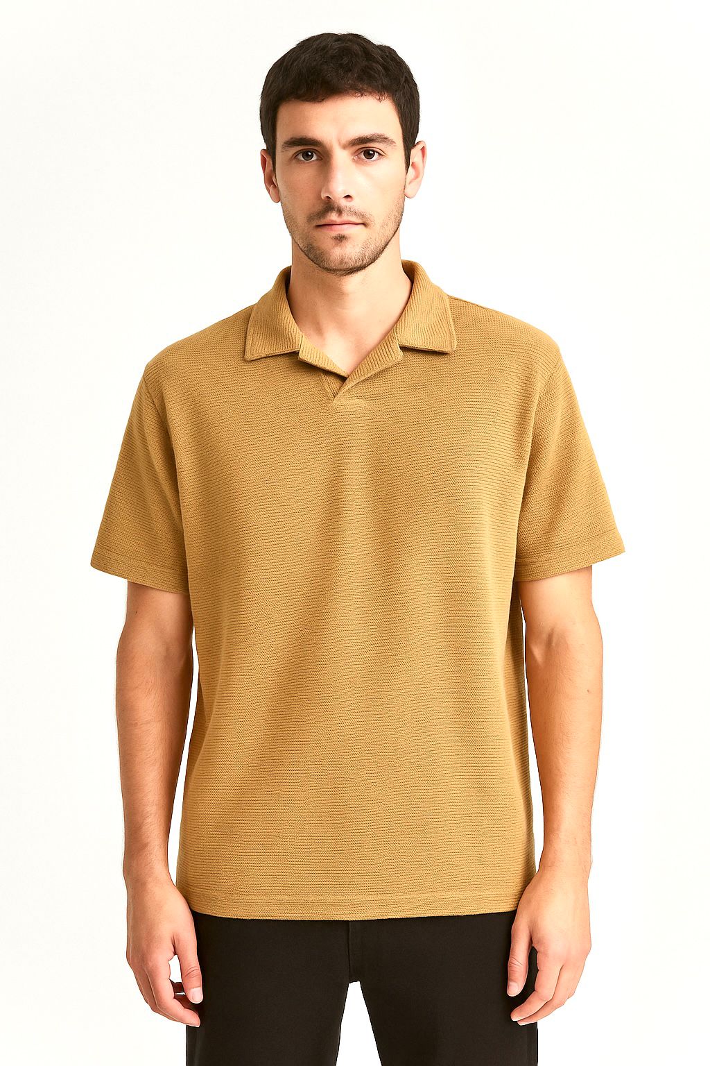 Light Mustard - Waffle Knitted Polo