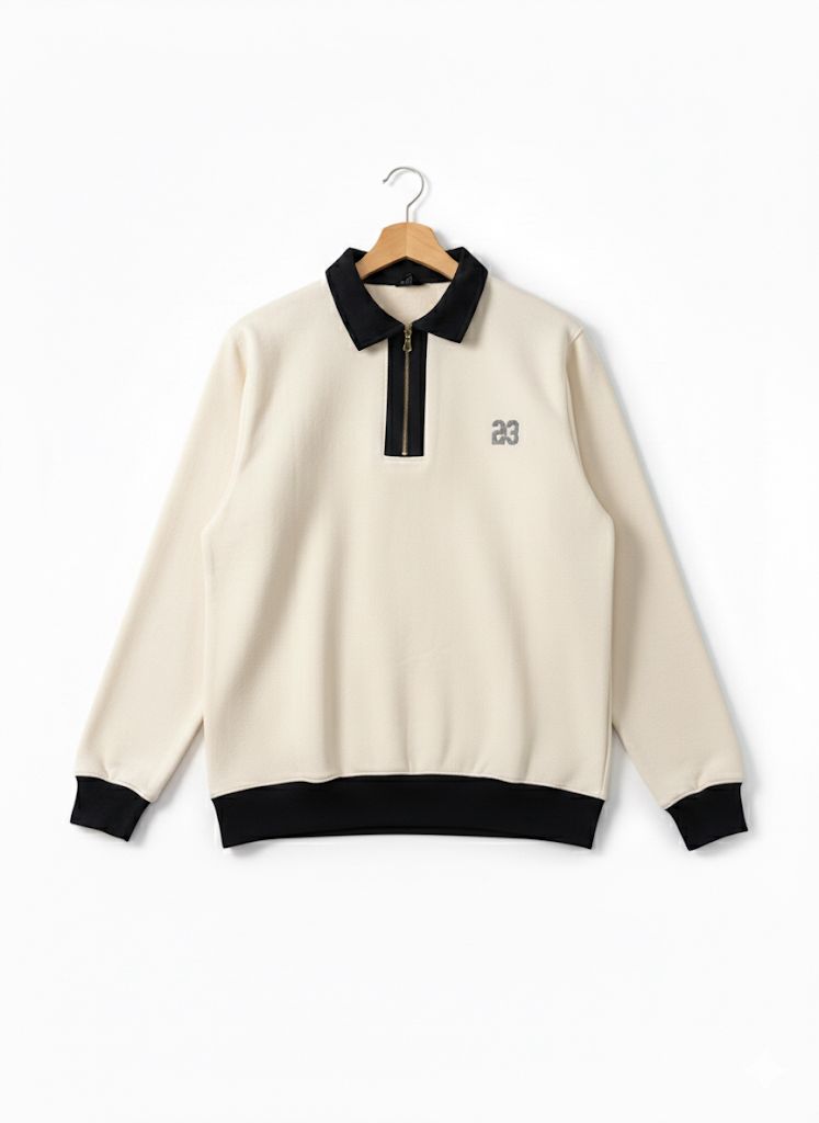 The '23' Quarter Zip Sweatshirt - Off-White