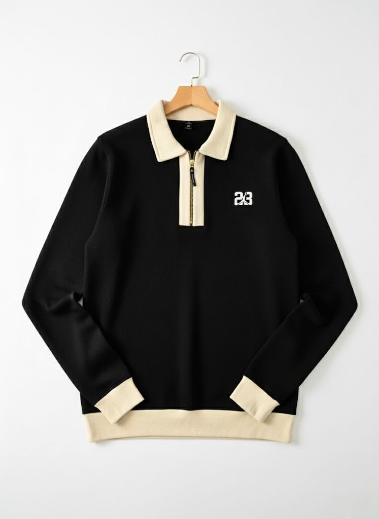 The '23' Quarter Zip Sweatshirt - Black
