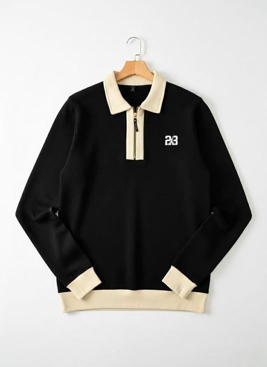 The '23' Quarter Zip Sweatshirt - Black
