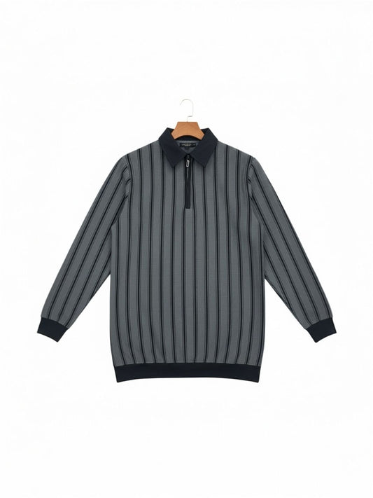 The 'Mod' Stripe Quarter-Zip Polo Shirt
