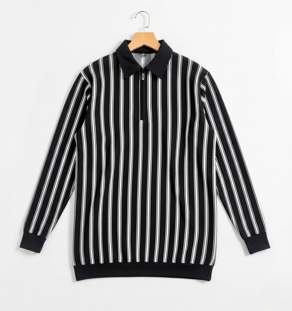 The 'Mod' Stripe Quarter-Zip Polo Shirt