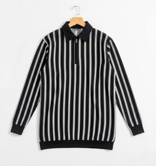 The 'Mod' Stripe Quarter-Zip Polo Shirt