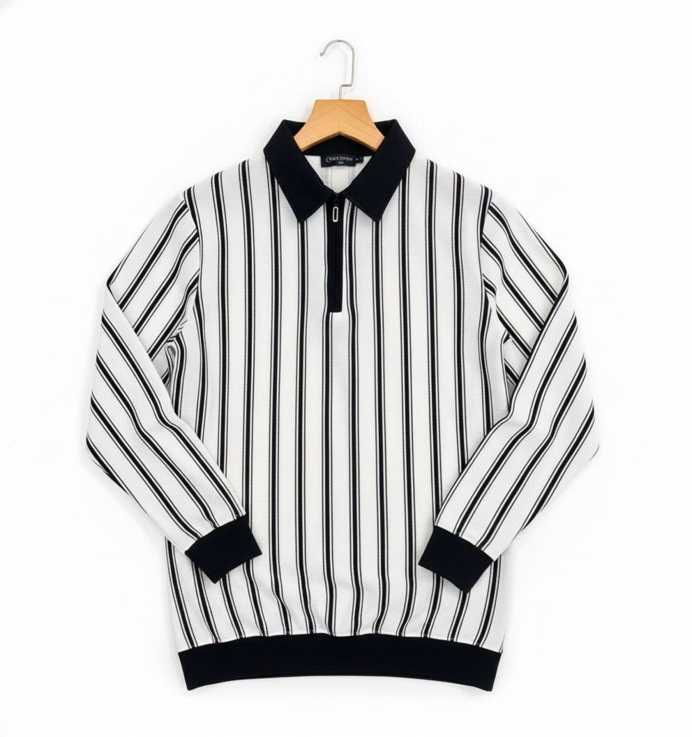 The 'Mod' Stripe Quarter-Zip Polo Shirt