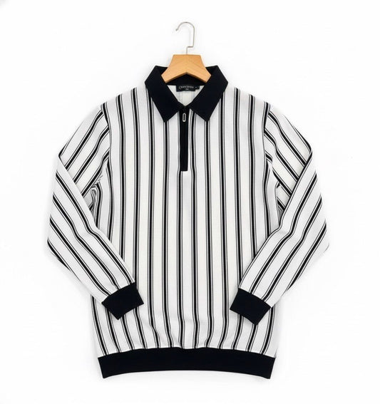 The 'Mod' Stripe Quarter-Zip Polo Shirt