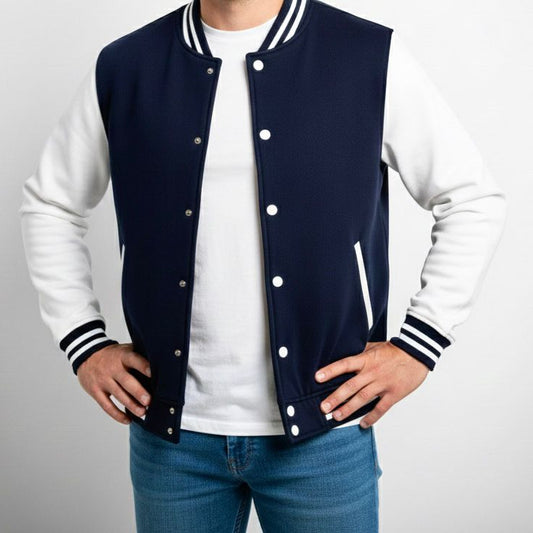 Varsity Jacket Navy Blue & White