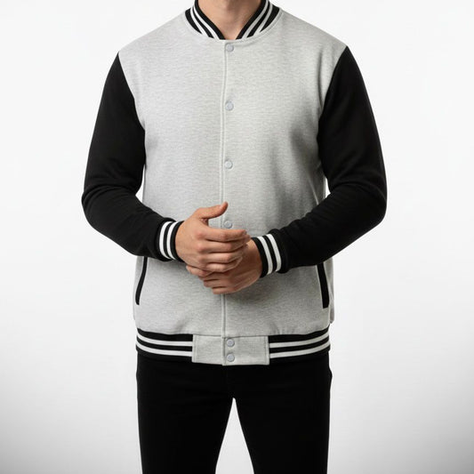 Varsity Jacket Heather Grey & Black
