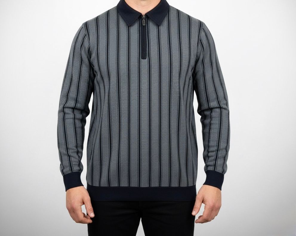 The 'Mod' Stripe Quarter-Zip Polo Shirt