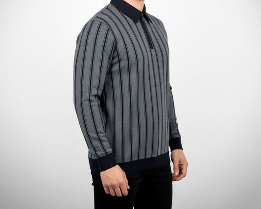 The 'Mod' Stripe Quarter-Zip Polo Shirt