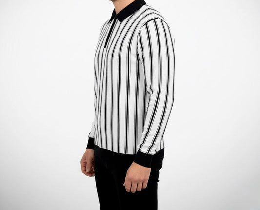 The 'Mod' Stripe Quarter-Zip Polo Shirt